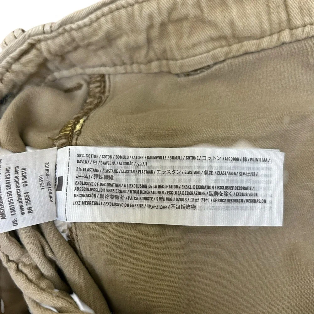 Men's Abercrombie & Fitch Cotton Drawstring Cargo Beige Joggers‎ Size 30x29